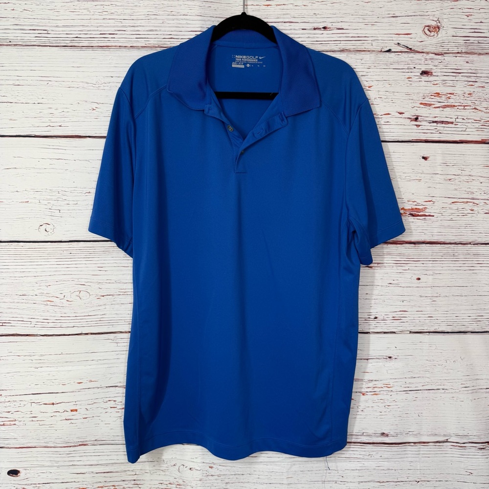 Nike Golf Dri-FIT Tour Performance Polo XL Cobalt Blue Shirt Swoosh‎ Classic